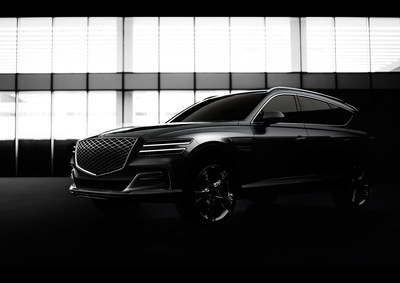 Genesis’ first SUV – the all-new GV80, front ¾ view image.