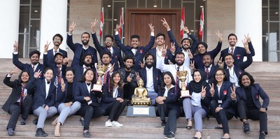 Team Chandigarh University with the overall North Zone Inter-University Youth Festival Trophy