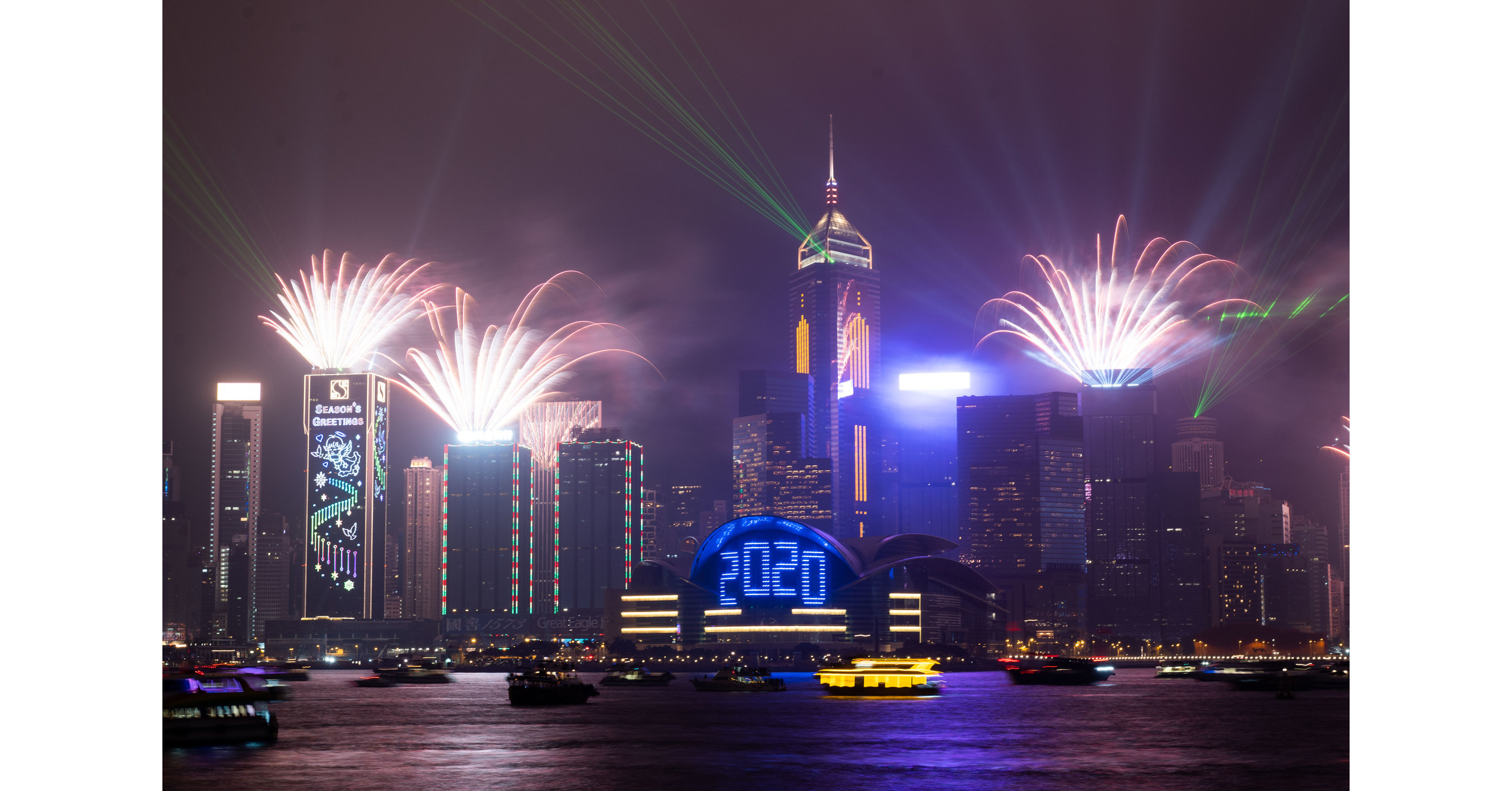 Hong Kong New Year Countdown Featured a Pyrotechnics-Enhanced Edition