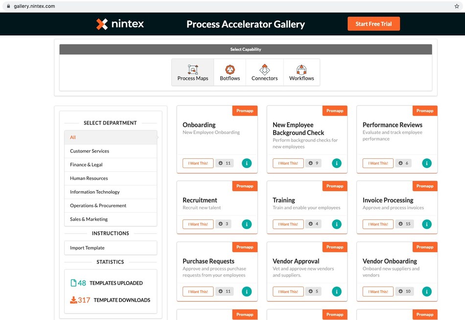 Practical and easy-to-use process templates accelerate the automation of departmental processes by leveraging process management and mapping, robotic process automation and workflow automation capabilities from Nintex. Visit www.nintex.com for more.