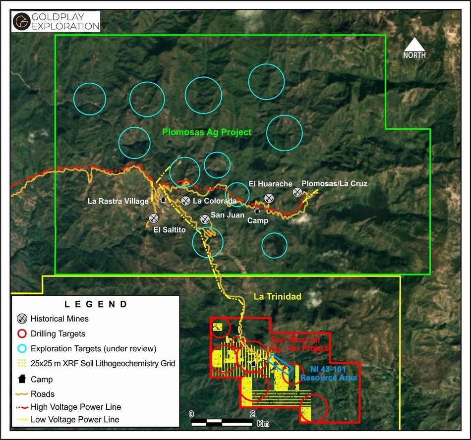 Figure 2 –Plomosas Silver Project – Historical Ag Mines & Exploration Targets (CNW Group/Goldplay Exploration Ltd)