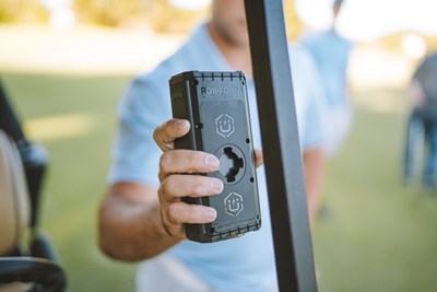The ultimate, easy to use golf speaker. A portable wireless golf speaker that instantly sticks to cart and other metal surfaces. This rugged iPX7 waterproof & dustproof wireless portable speaker is perfect to take on and off the course.