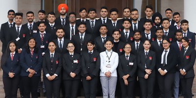 Batch of students of Chandigarh University who have been selected by Walt Disney during campus placements