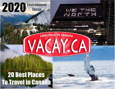 The Vacay.ca 20 Best Places to Travel in Canada for 2020 include (clockwise from top left): Banff (No. 1), Toronto (No. 4), Victoria (No. 2), and Haida Gwaii (No. 3). (CNW Group/Vacay.ca)