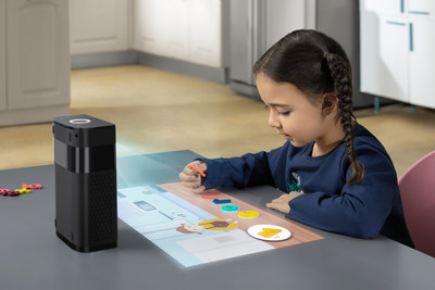 Hachi Infinite, the first-ever touchscreen projector and smart visual assistant that provides children and adults with intuitive user interactions and immersive experiences in learning, cooking, fitness and other settings.