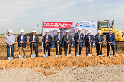 Representatives from Domino's, National Property Holdings and ARCO Design/Build broke ground on 12/12/19 for a forthcoming 59,000 SF supply chain center in Katy, TX.