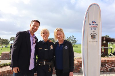 Farmers Insurance Hometown Hero Award recipient Deborah Ganley (center) is pictured with Marty Gorsich of the Century Club (left) and Leesa Eichberger of Farmers Insurance (right).