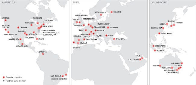 The global footprint of Platform Equinix.