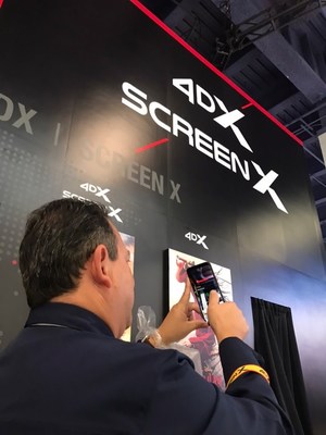 Attendee experiencing the new '4DX AR' game demo at CES