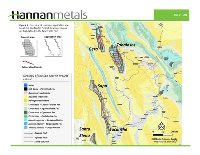 Figure 1: Overview of Hannan's application status at the San Martin Project. (CNW Group/Hannan Metals Ltd.)