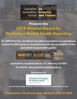 Competitions Open for 2019 Mindset and En-Tête Awards for Reporting on Mental Health at Work