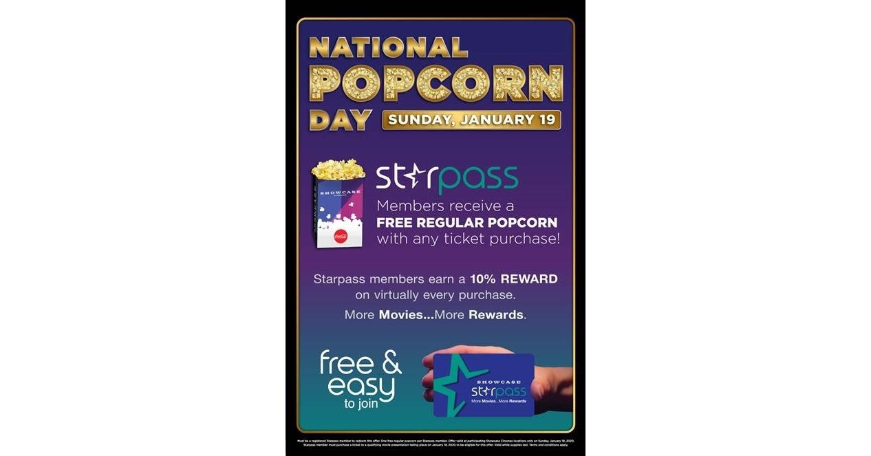 Showcase Cinemas Gives Away Free Popcorn This Sunday To Celebrate National Popcorn Day