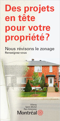 Promo - Rvision du Rglement sur le zonage de l'arrondissement de Villeray-Saint-Michel-Parc-Extension (Groupe CNW/Ville de Montral - Arrondissement de Villeray - Saint-Michel - Parc-Extension)