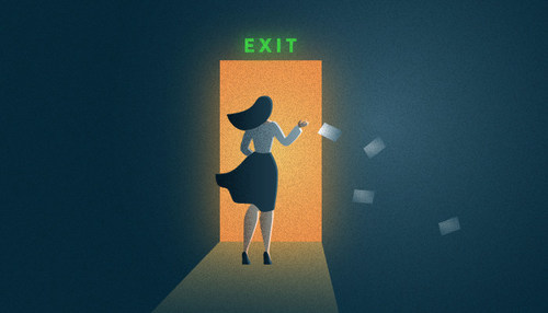 Woman leaving her work (PRNewsfoto/CareerAddict)