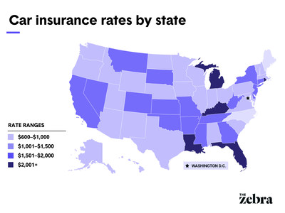 Car insurance rates by state, The Zebra's 2020 State of Auto Insurance