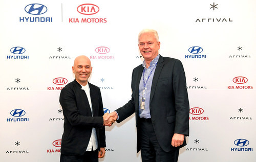 (from the right) On January 16, Albert Biermann, President and Head of Research and Development Division for Hyundai Motor Group, and Denis Sverdlov, CEO of Arrival, signed an agreement to invest in joint development of electric vehicles at Hyundai Motor Group’s headquarters in Seoul.