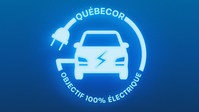Logo : Québecor : objectif 100 % électrique ! (Groupe CNW/Québecor)