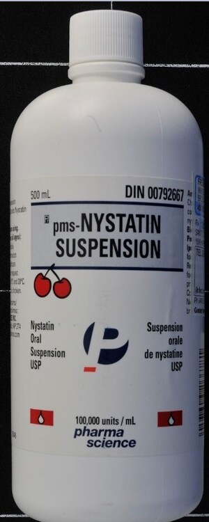 Advisory - Pharmascience Inc. recalls one lot of prescription antifungal drug PMS-Nystatin Oral Suspension: Product may pose a choking risk