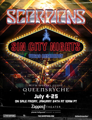 Scorpions "Sin City Nights" With Special Guest Queensrÿche Headlining Las Vegas Residency Starts Saturday, July 4 At Zappos Theater At Planet Hollywood Resort &amp; Casino