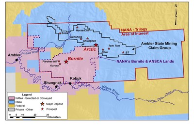 Figure 4 – Updated Claims Map of the Upper Kobuk Mineral Projects (CNW Group/Trilogy Metals Inc.)