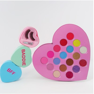 Conversation hearts inspired lashes and Sugary hearts palette