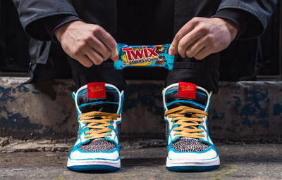 TWIX partnered with revered sneaker customizer, Dominic Ciambrone a.k.a. The Shoe Surgeon, to replicate everything about new, TWIX Cookies & Creme, from the soft-creme center packed with crunchy cookie bits to the bright blue wrapper, in a sneaker. A limited release of TWIX x The Shoe Surgeon will be available in early February.