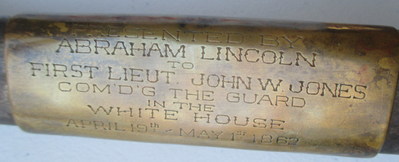 Sword presented to First Lieutenant John Wesley Jones in 1862