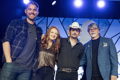 Brett Young, St. Jude patient Addie, Brad Paisley and Randy Owen at the St. Jude Country Cares Seminar.