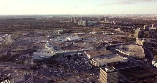 B-roll aerial footage of lands around the Square One Shopping Centre that will be transformed into Square One District