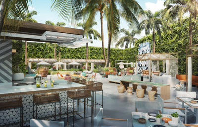 Rendering of outside patio at Viceroy Santa Monica