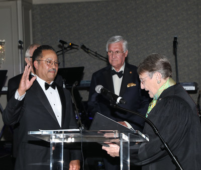 Luther J. Battiste, III is sworn in by retired Chief Justice Jean Hoefer Toal of the Supreme Court of South Carolina