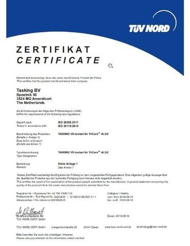 독일 TÜV Nord에 의해 성공적으로 입증된 Infineon TriCore/AURIX 계열 