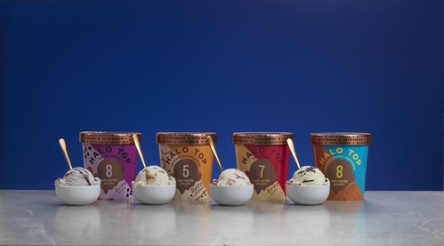 A selection of delicious flavors from the Halo Top’s new Keto Series, now available nationwide in the grocery freezer aisle. Pictured: Berry Swirl, Caramel Butter Pecan, Jelly Donut, and Peanut Butter Chocolate