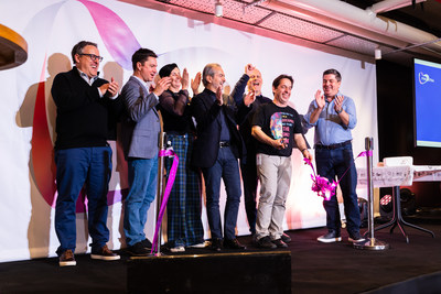 Photo shows from left to right: Tom Kilroy, Chief Operating Officer, Mark Miller, Chief Financial Officer, Sharon Doherty, Chief People Officer, Eric Duffaut, President and Global Head of Field & Marketing, Eli Rosner, Chief Product and Technology Officer, Sagive Greenspan, SVP, General Manager, Payments and General Manager of Finastra Israel and Simon Paris, Chief Executive Officer at Finastra's office launch in Kfar Saba, Israel.
