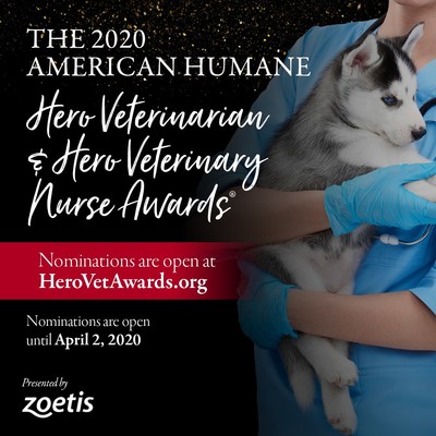 Behind every healthy pet is a hard-working vet or veterinary nurse. Honor yours with a nomination for this year's American Humane Hero Veterinarian and Hero Veterinary Nurse Awards.