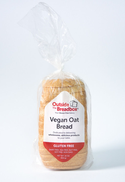 Outside The Breadbox's most popular product transcends all expectations. Vegan Oat Bread delivers the texture and taste you love, without the allergens. Embrace sandwiches again! Dairy Free, Egg Free, Non-GMO, Nut Free, Soy Free, Vegan