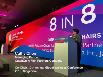 FINN Partners Wellness Collaborative Connects the Firm's Global Expertise and Capabilities Across Asia, Europe, the Middle East and the United States. Here, Cathy Chon, Managing Partner, CatchOn, a FINN Partners Company in Hong Kong, Shares Her Expertise at a 2019 Global Wellness Summit.