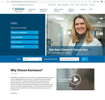 The new karmanos.org features easy-to-use navigation and a modular design.