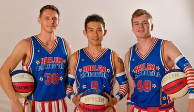 The world famous Harlem Globetrotters today continued to extend the global nature of their roster, announcing the signing of their first-ever Ukrainian player. Smoove Kryyenko joins the team's two other international rookies, Lucky Jiang from China and Dazzle Kidon from Poland. (L-R: Smoove Kryyenko, Lucky Jian, Dazzle Kidon)