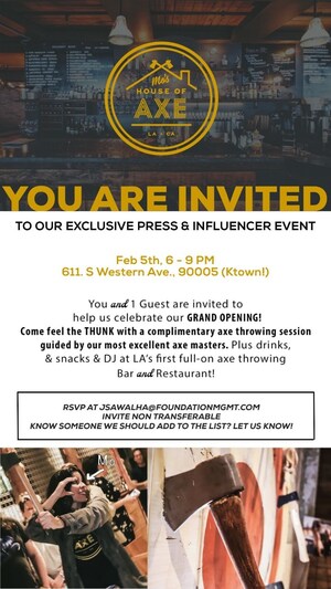Mos House of Axe Announces Grand Opening Weekend Celebration - Includes Free Axe-Throwing Thrills, DJs and Live Music, Food, Drinks, Burlesque and More