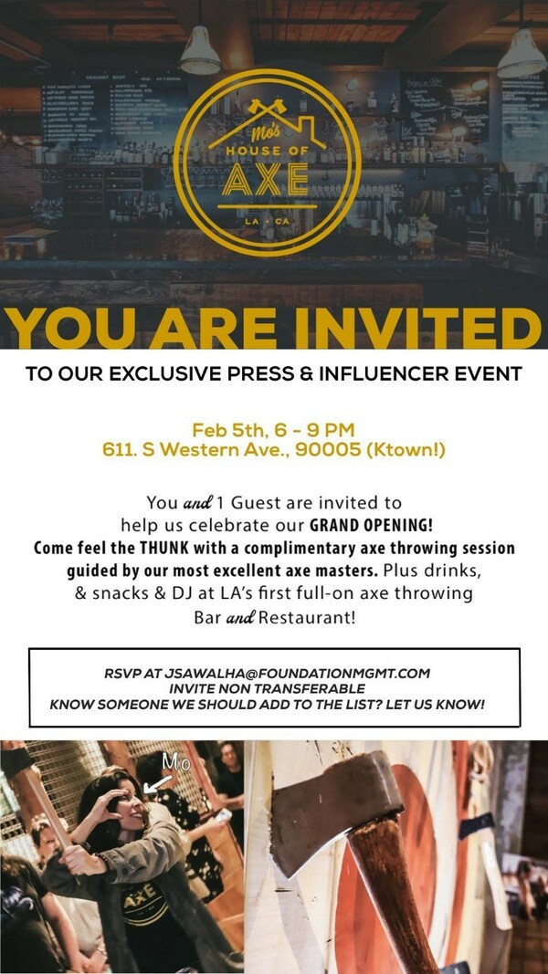 Mos House of Axe Announces Grand Opening Weekend Celebration Includes