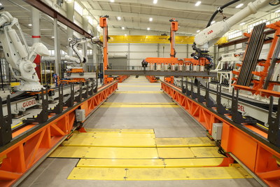 Robotics at Z Modular's Killeen facility place and weld HSS to form steel module frames.