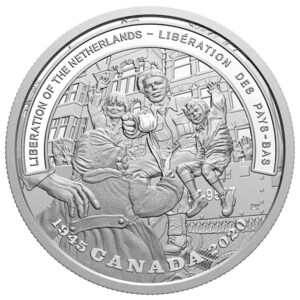Die Royal Canadian Mint erinnert mit einer neuen Feinsilbermünze aus der Schlachtenserie des Zweiten Weltkrieges an den 75. Jahrestag der Befreiung der Niederlande