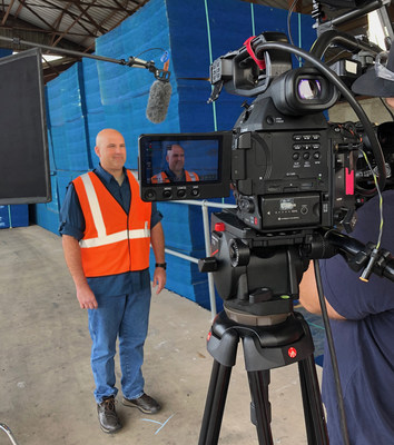 Todd Devereaux, an Air Force Veteran and location manager of US LBM's BSA Powder Springs location in Georgia, is interviewed for a segment of Military Makeover Operation Career airing on Lifetime TV.