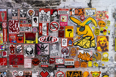 Curated by the editors of the seminal Peel Magazine, StickerYou Presents: Stickers RePEELed is a permanent installation that features hundreds of pieces of original art from artists around the world. (CNW Group/StickerYou Inc.)