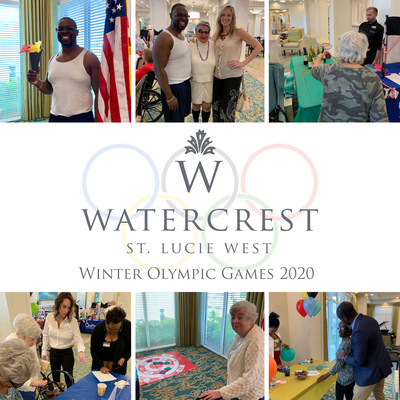 Residents of Watercrest St. Lucie West Assisted Living and Memory Care enjoyed friendly competition and celebration participating in the Watercrest 2020 Winter Olympic Games.