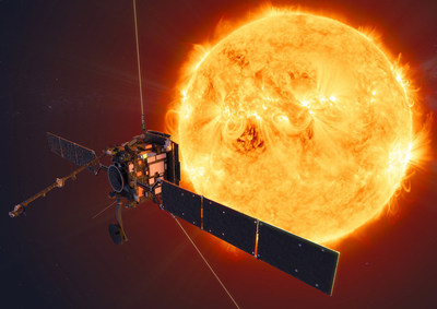 Artist's impression of ESA/NASA's Solar Orbiter spacecraft (Image Courtesy of ESA/ATG Medialab)