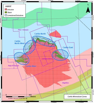 Figure 2: Carlés Mineralized zones (CNW Group/Orvana Minerals Corp.)