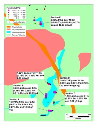 Figure 2: Fermin plan map with channel sample locations (CNW Group/Sable Resources Ltd.)