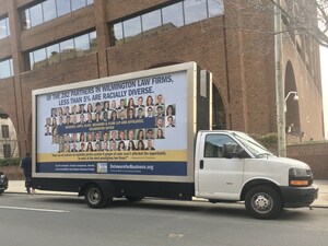 Citizens for a Pro-Business Delaware Protests Lack of Diversity at Top Delaware Law Firms with Billboard Truck Outside Skadden Arps' Wilmington Office, Where the Firm is Without a Single Black Partner